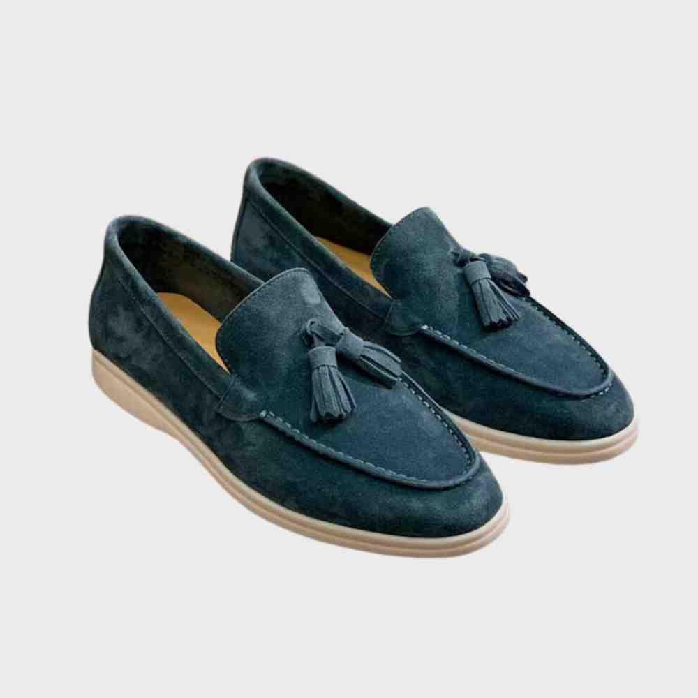 Montalio – Mocasines de Suede Elegantes para Hombres azul petroleo